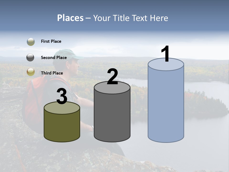 A Hiker Sitting On A Cliff Edge Enjoying Scenic View PowerPoint Template