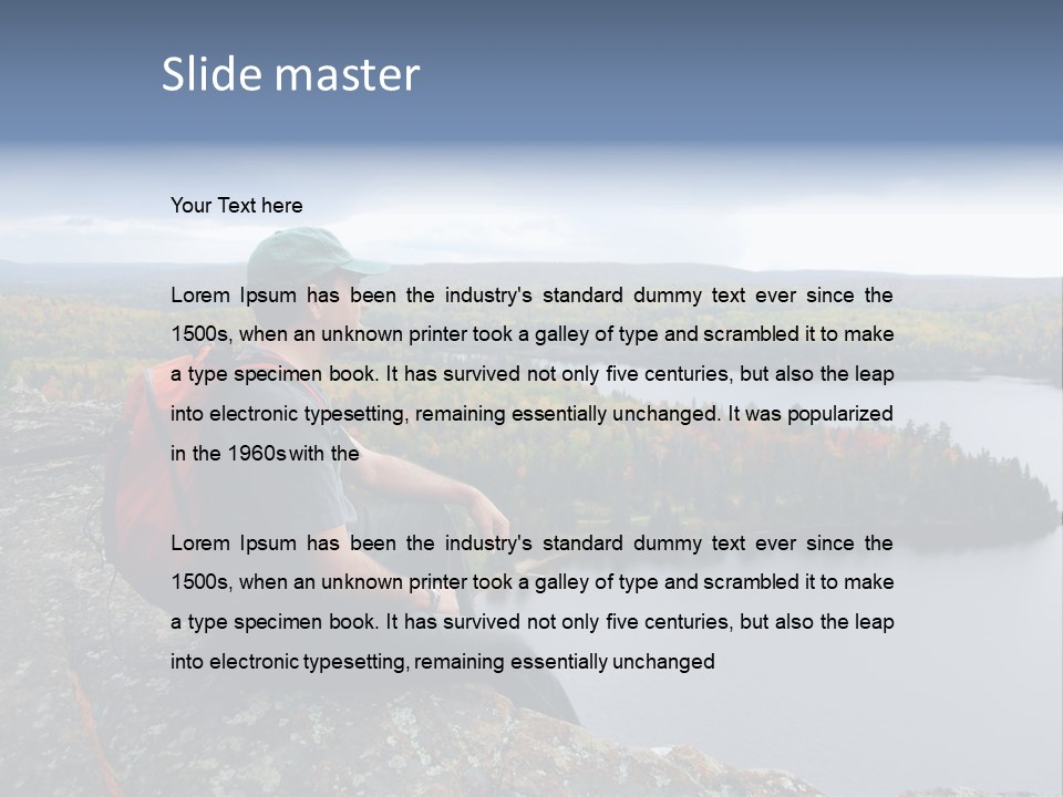 A Hiker Sitting On A Cliff Edge Enjoying Scenic View PowerPoint Template