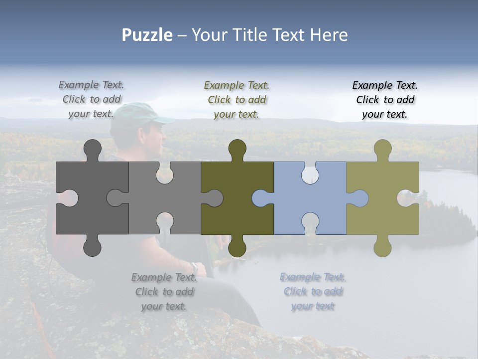 A Hiker Sitting On A Cliff Edge Enjoying Scenic View PowerPoint Template