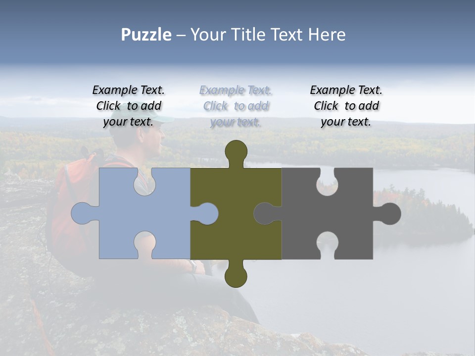 A Hiker Sitting On A Cliff Edge Enjoying Scenic View PowerPoint Template