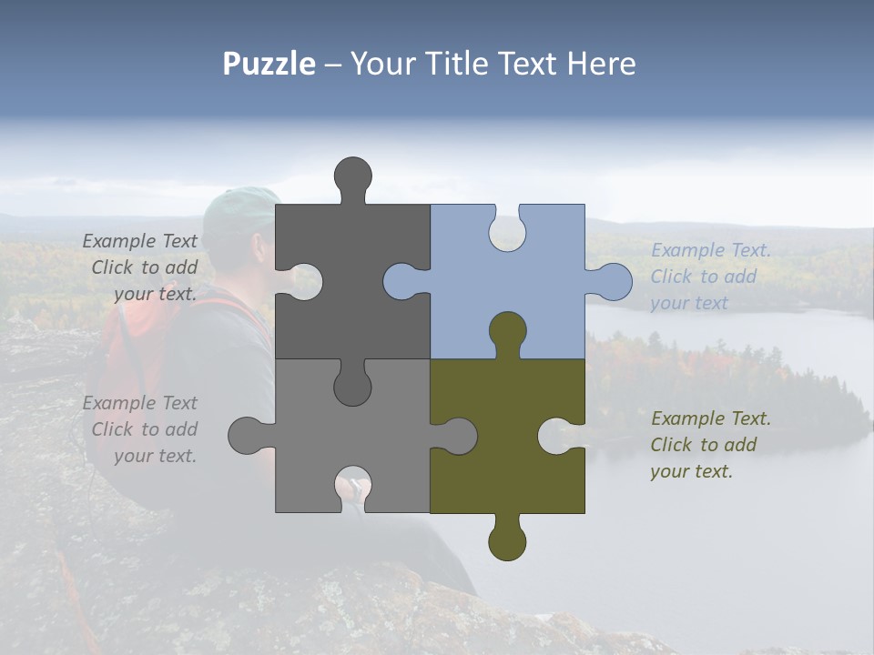 A Hiker Sitting On A Cliff Edge Enjoying Scenic View PowerPoint Template