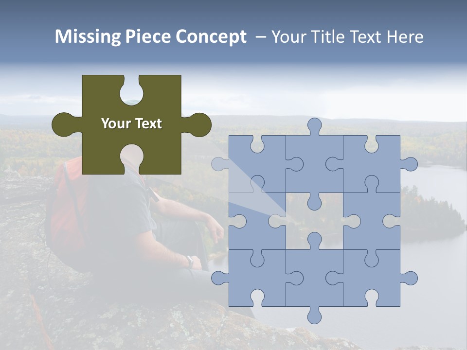 A Hiker Sitting On A Cliff Edge Enjoying Scenic View PowerPoint Template