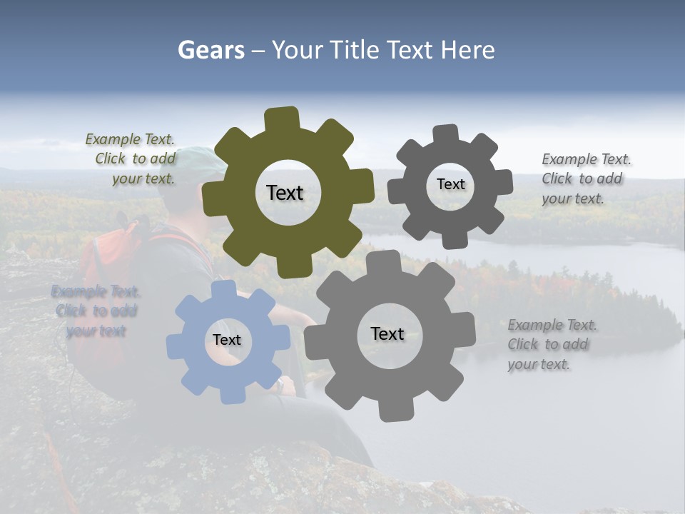 A Hiker Sitting On A Cliff Edge Enjoying Scenic View PowerPoint Template