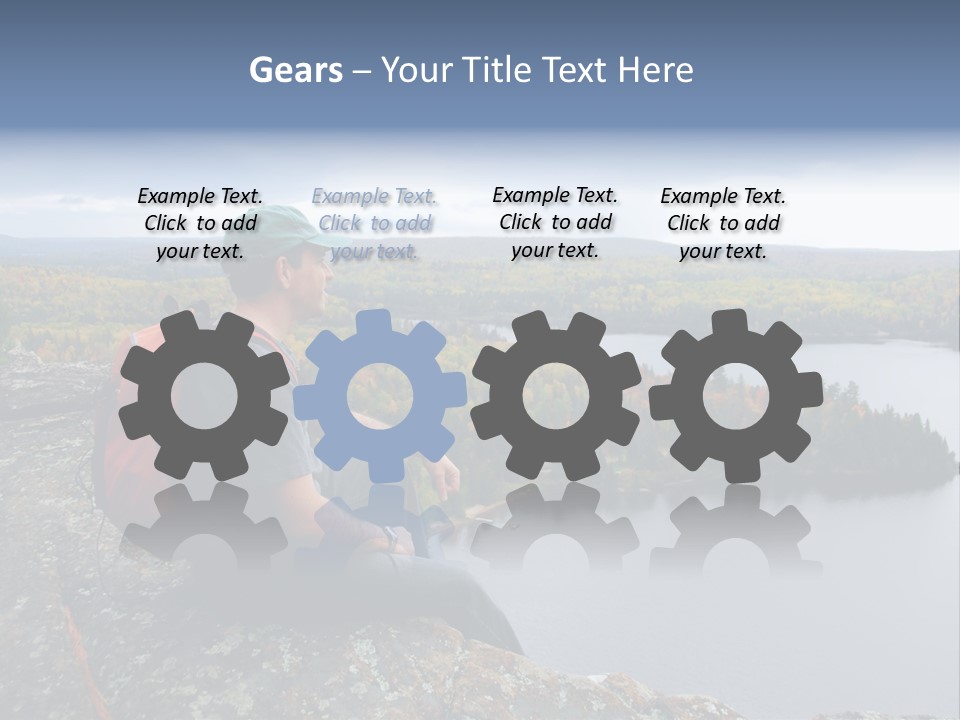 A Hiker Sitting On A Cliff Edge Enjoying Scenic View PowerPoint Template
