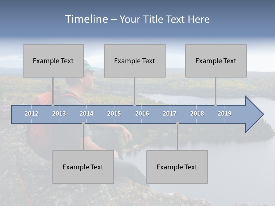 A Hiker Sitting On A Cliff Edge Enjoying Scenic View PowerPoint Template