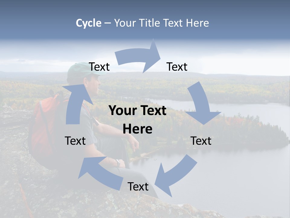 A Hiker Sitting On A Cliff Edge Enjoying Scenic View PowerPoint Template