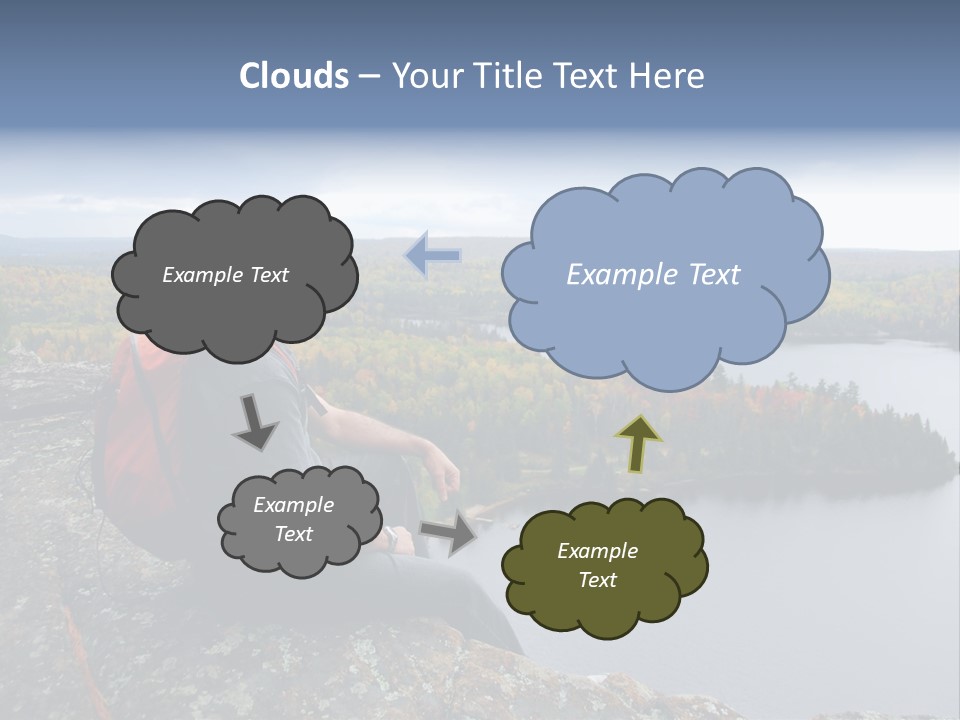 A Hiker Sitting On A Cliff Edge Enjoying Scenic View PowerPoint Template