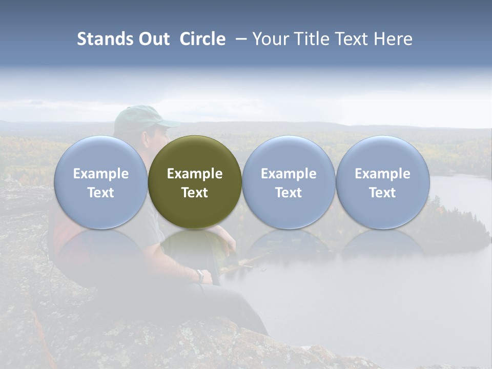 A Hiker Sitting On A Cliff Edge Enjoying Scenic View PowerPoint Template