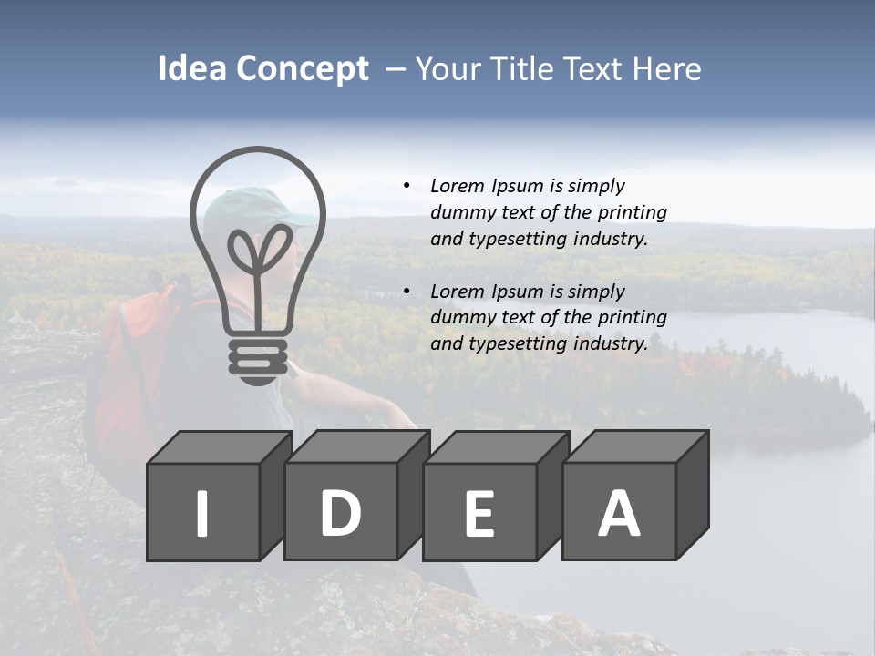 A Hiker Sitting On A Cliff Edge Enjoying Scenic View PowerPoint Template