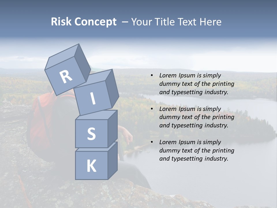 A Hiker Sitting On A Cliff Edge Enjoying Scenic View PowerPoint Template