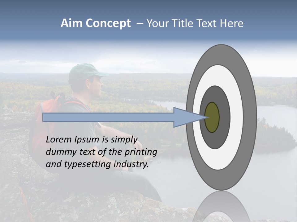 A Hiker Sitting On A Cliff Edge Enjoying Scenic View PowerPoint Template