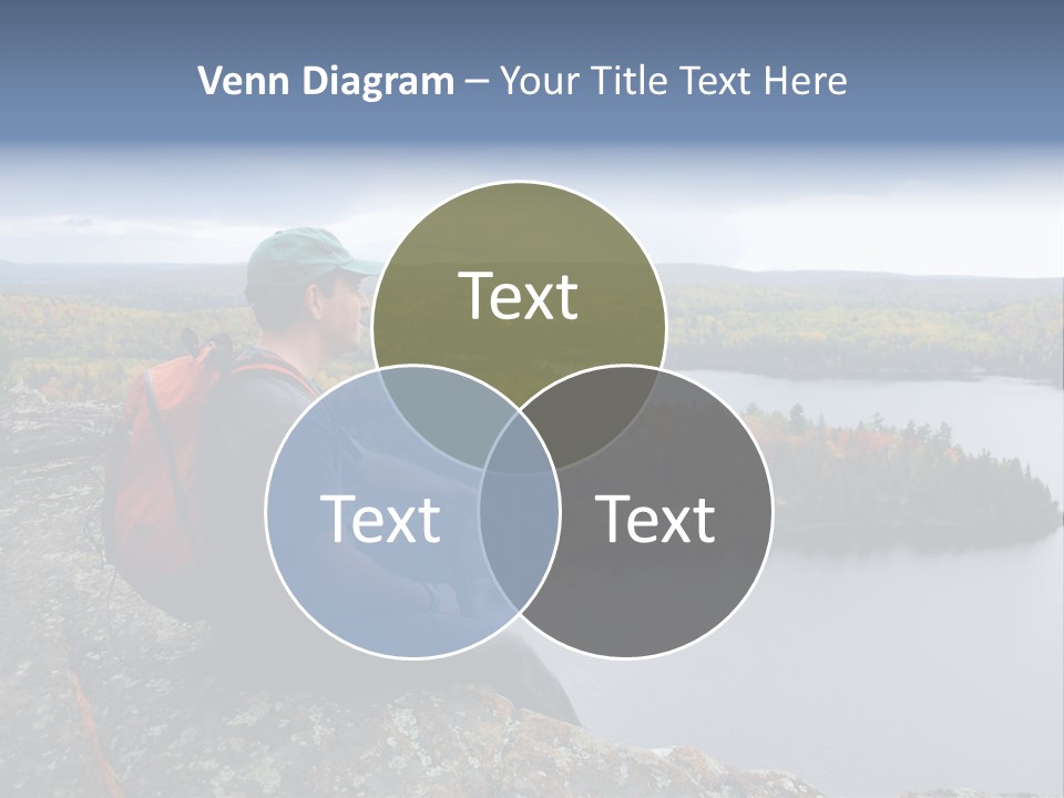 A Hiker Sitting On A Cliff Edge Enjoying Scenic View PowerPoint Template