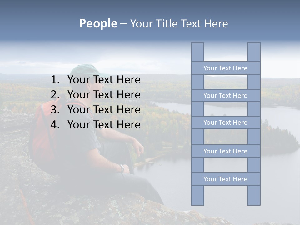A Hiker Sitting On A Cliff Edge Enjoying Scenic View PowerPoint Template