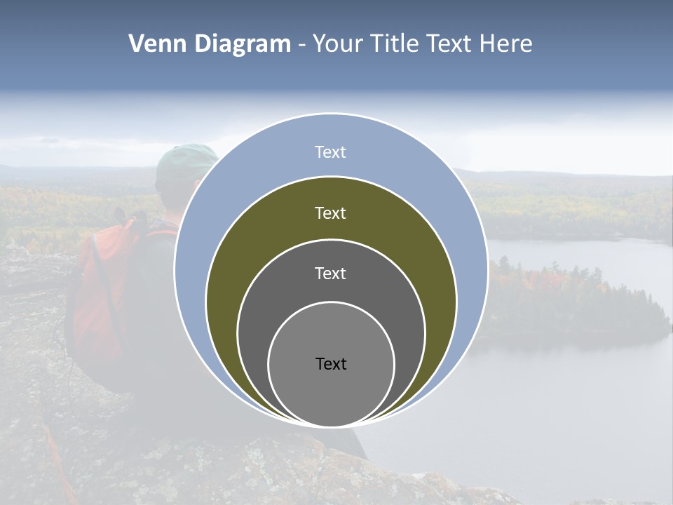 A Hiker Sitting On A Cliff Edge Enjoying Scenic View PowerPoint Template