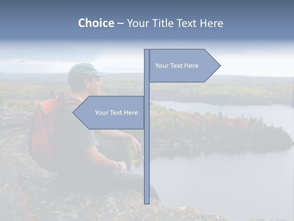 A Hiker Sitting On A Cliff Edge Enjoying Scenic View PowerPoint Template