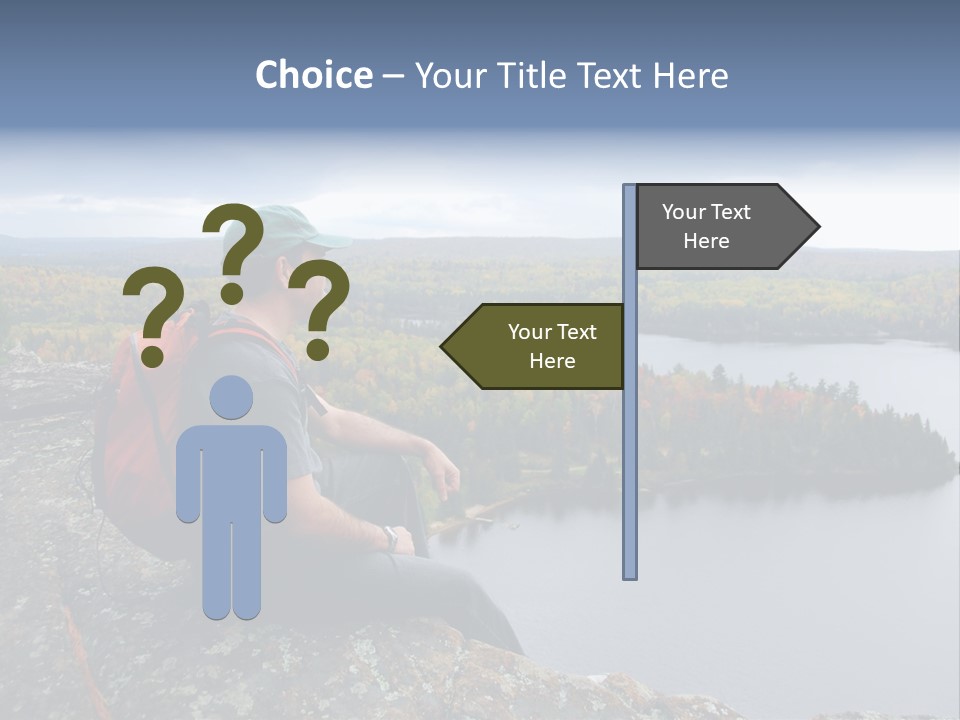 A Hiker Sitting On A Cliff Edge Enjoying Scenic View PowerPoint Template