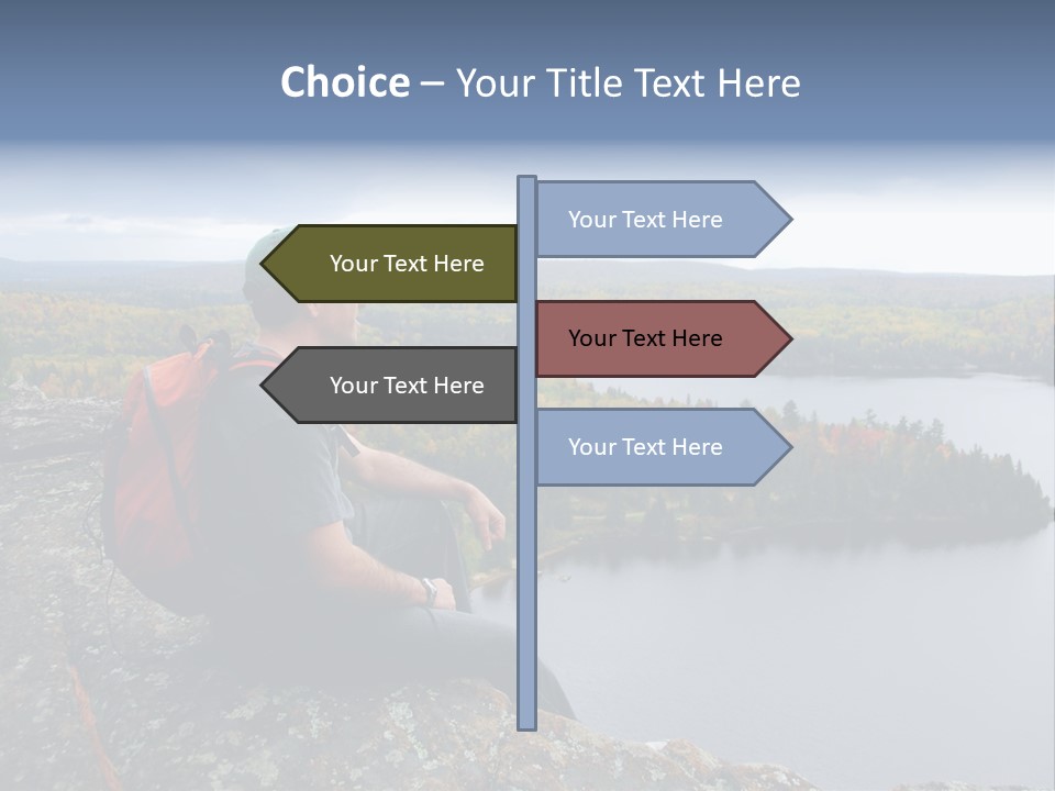 A Hiker Sitting On A Cliff Edge Enjoying Scenic View PowerPoint Template