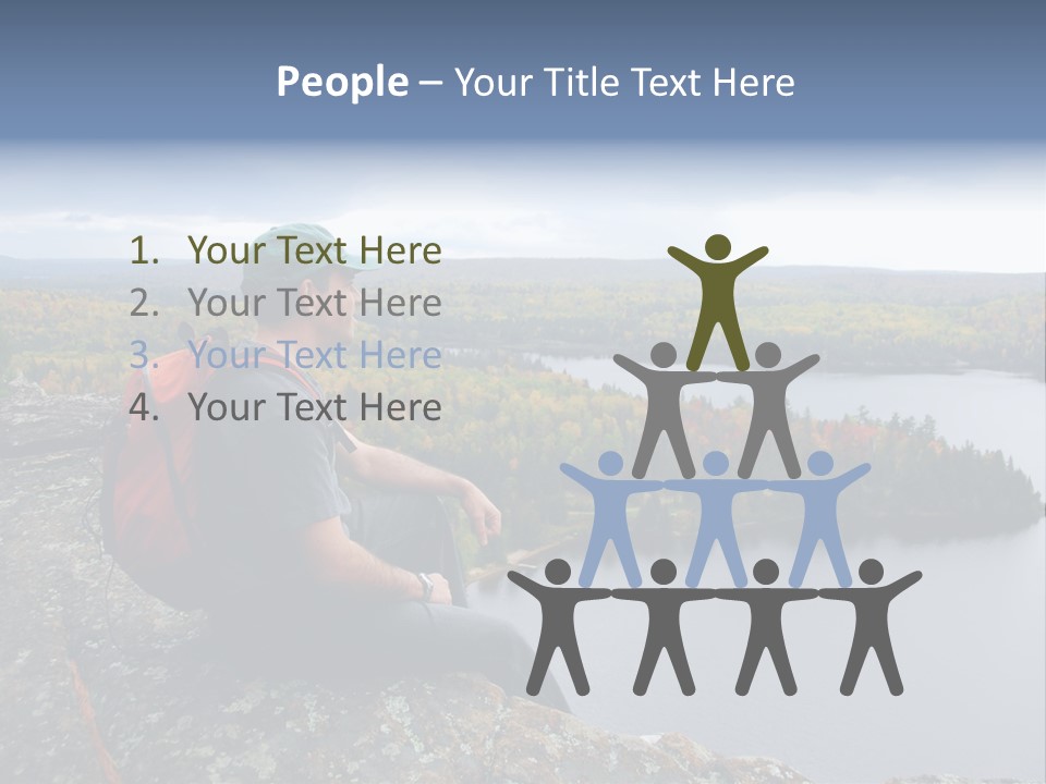 A Hiker Sitting On A Cliff Edge Enjoying Scenic View PowerPoint Template