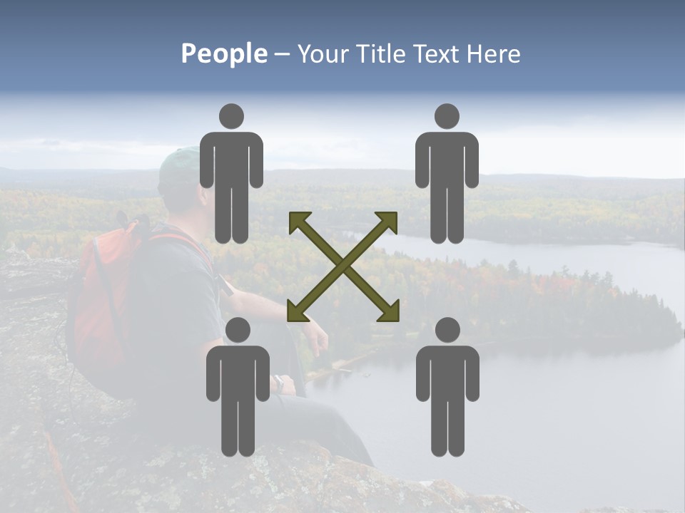 A Hiker Sitting On A Cliff Edge Enjoying Scenic View PowerPoint Template