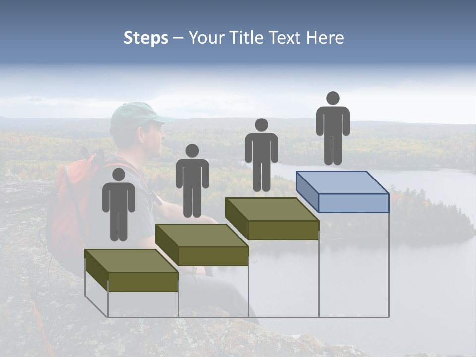A Hiker Sitting On A Cliff Edge Enjoying Scenic View PowerPoint Template