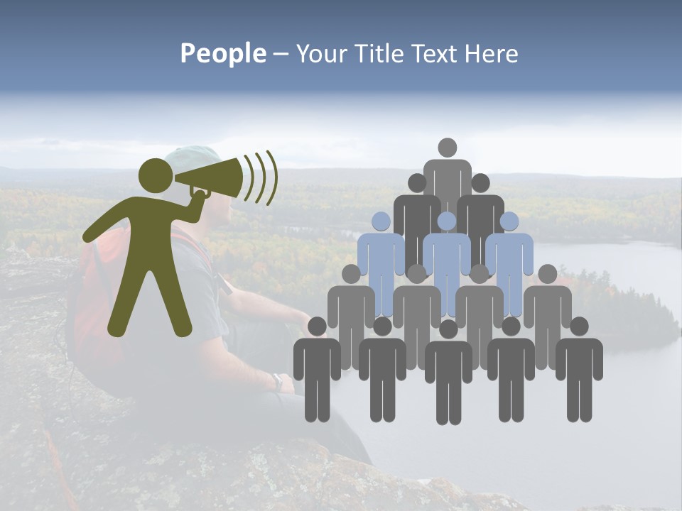 A Hiker Sitting On A Cliff Edge Enjoying Scenic View PowerPoint Template