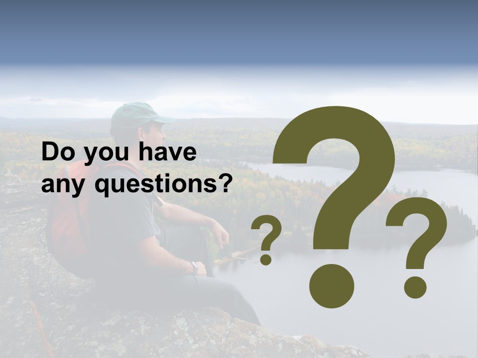A Hiker Sitting On A Cliff Edge Enjoying Scenic View PowerPoint Template