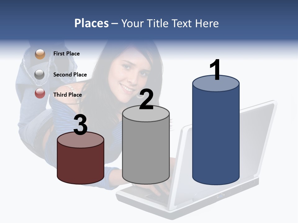 Casual Girl On A Laptop On The Floor PowerPoint Template