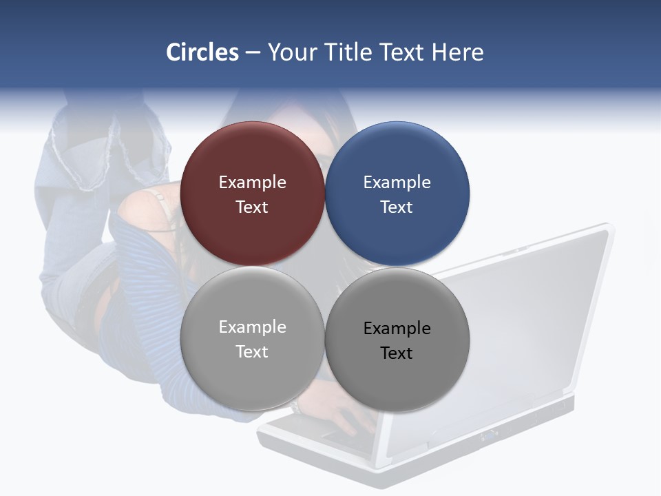 Casual Girl On A Laptop On The Floor PowerPoint Template