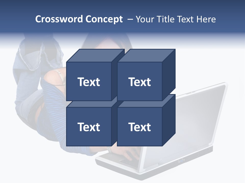 Casual Girl On A Laptop On The Floor PowerPoint Template