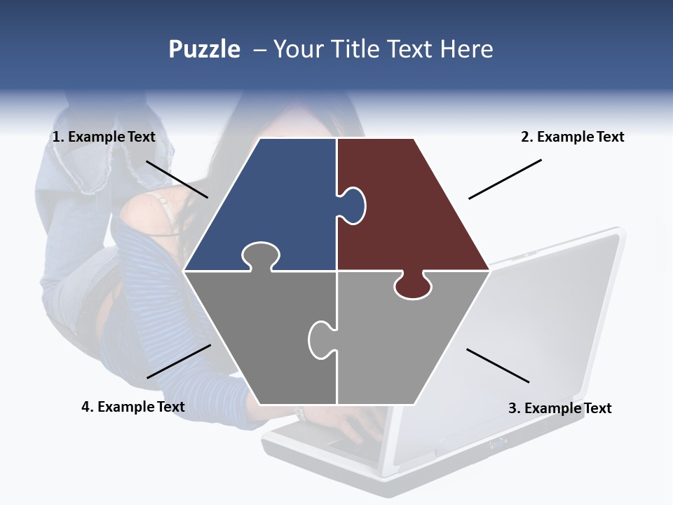 Casual Girl On A Laptop On The Floor PowerPoint Template