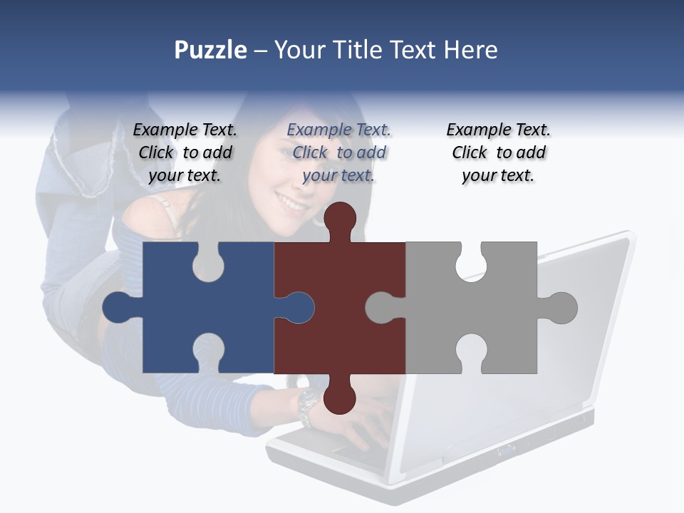 Casual Girl On A Laptop On The Floor PowerPoint Template