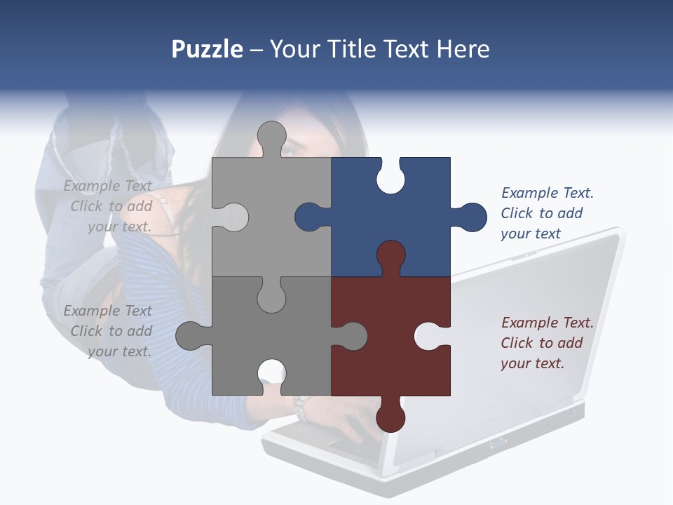 Casual Girl On A Laptop On The Floor PowerPoint Template