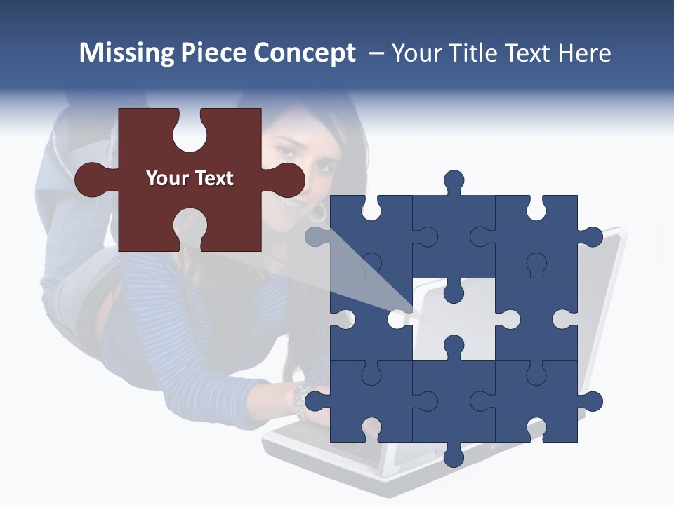 Casual Girl On A Laptop On The Floor PowerPoint Template