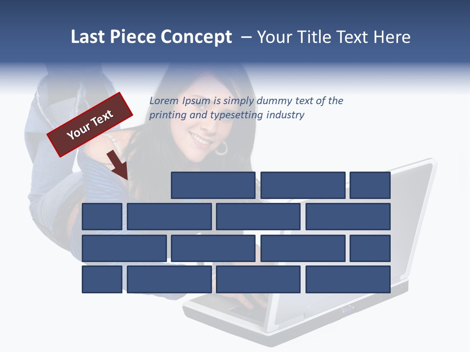 Casual Girl On A Laptop On The Floor PowerPoint Template