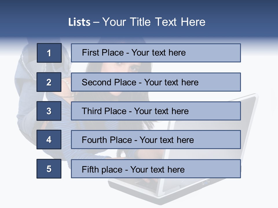 Casual Girl On A Laptop On The Floor PowerPoint Template