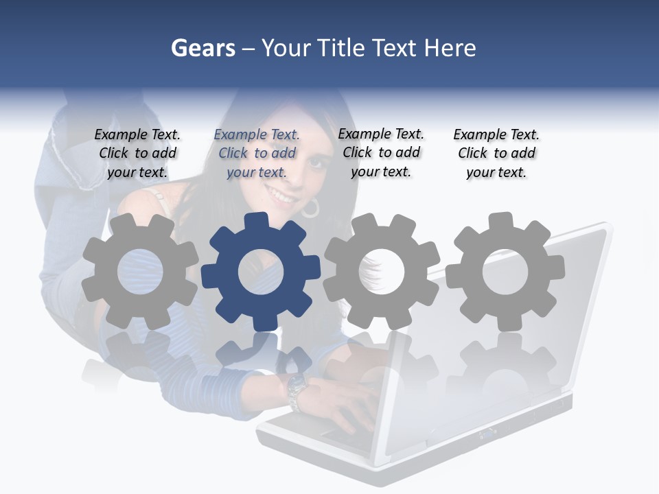 Casual Girl On A Laptop On The Floor PowerPoint Template