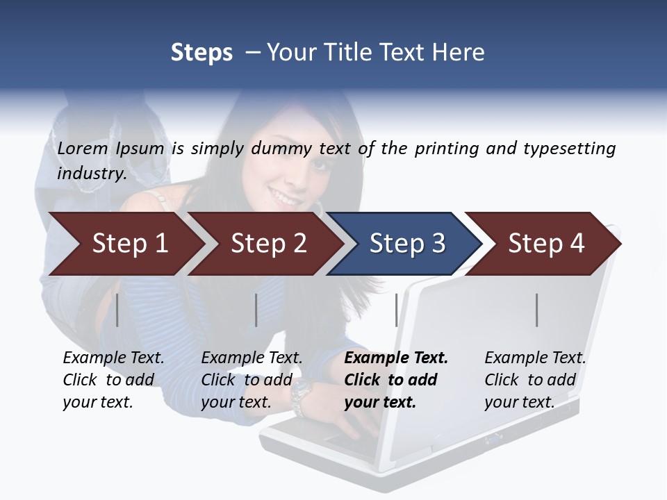 Casual Girl On A Laptop On The Floor PowerPoint Template