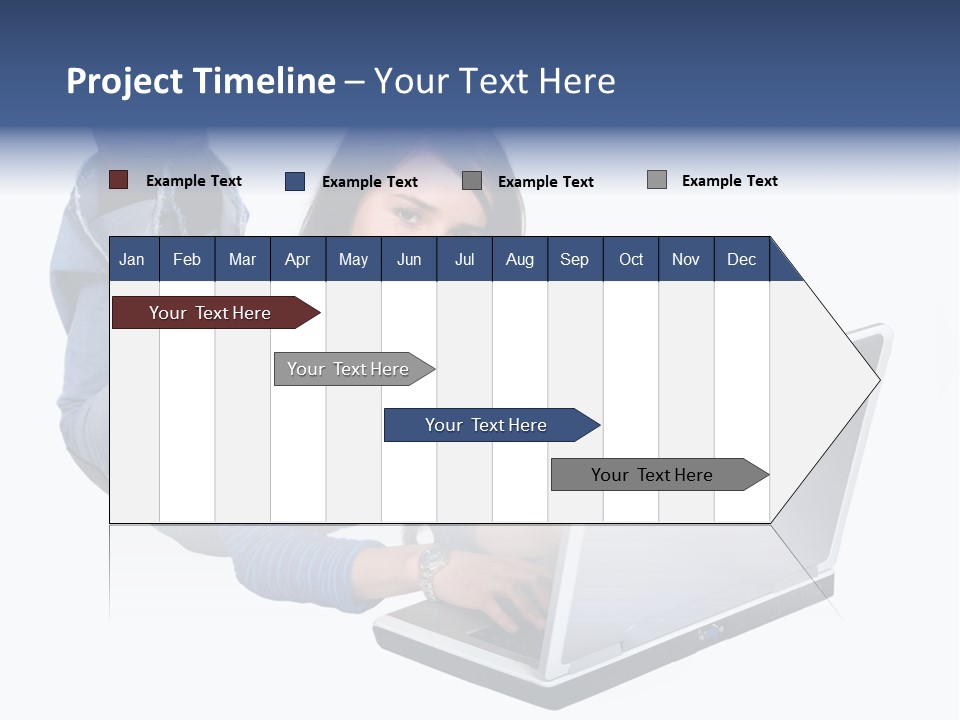 Casual Girl On A Laptop On The Floor PowerPoint Template