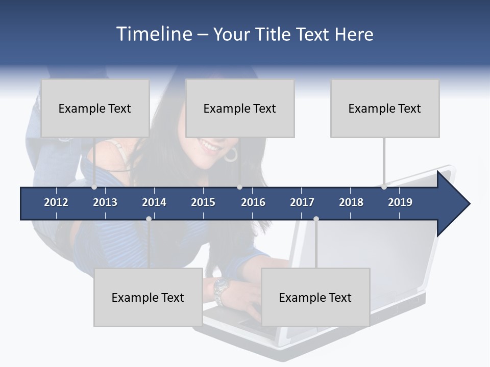 Casual Girl On A Laptop On The Floor PowerPoint Template