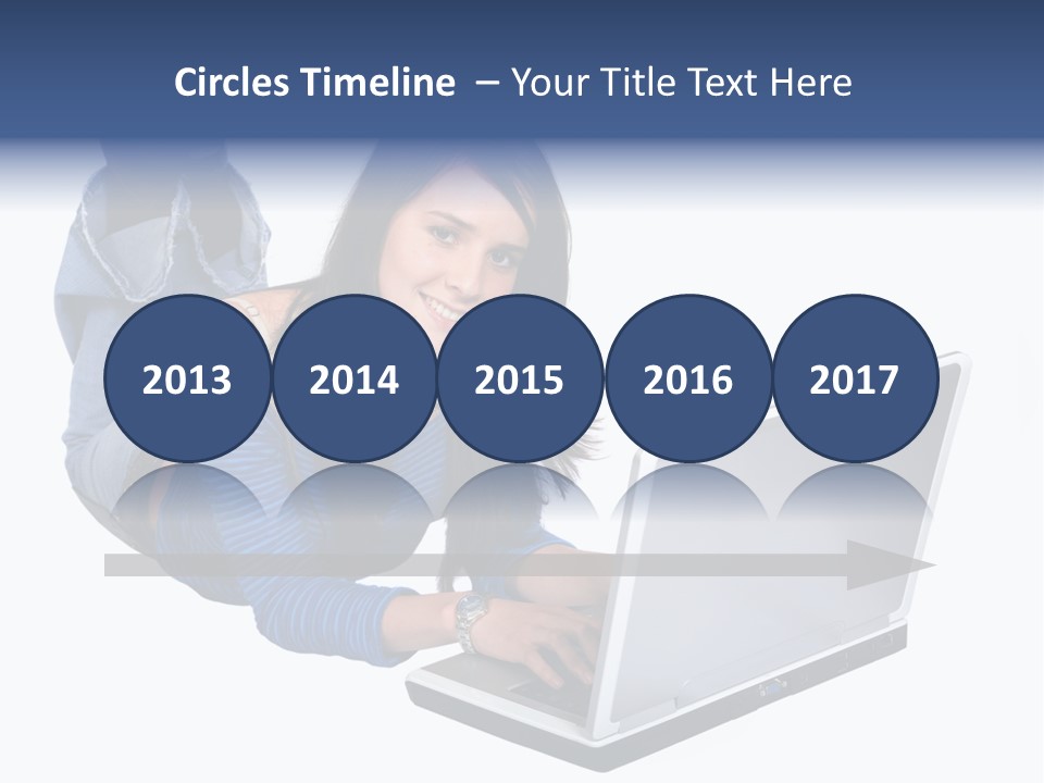 Casual Girl On A Laptop On The Floor PowerPoint Template