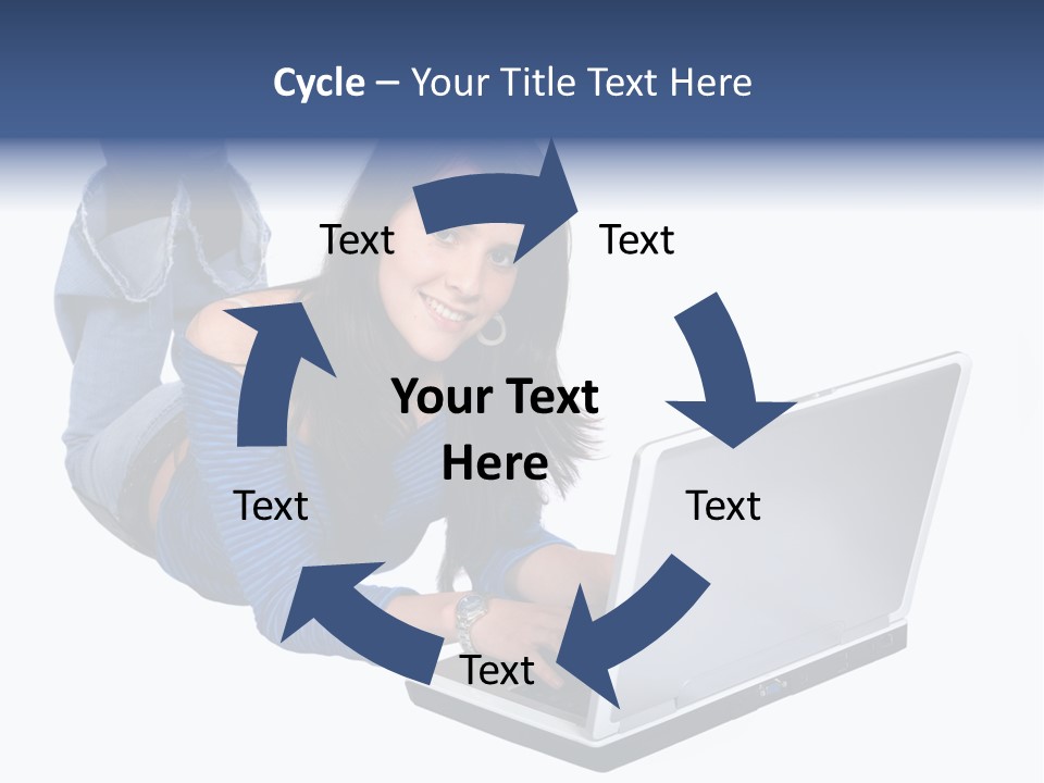 Casual Girl On A Laptop On The Floor PowerPoint Template