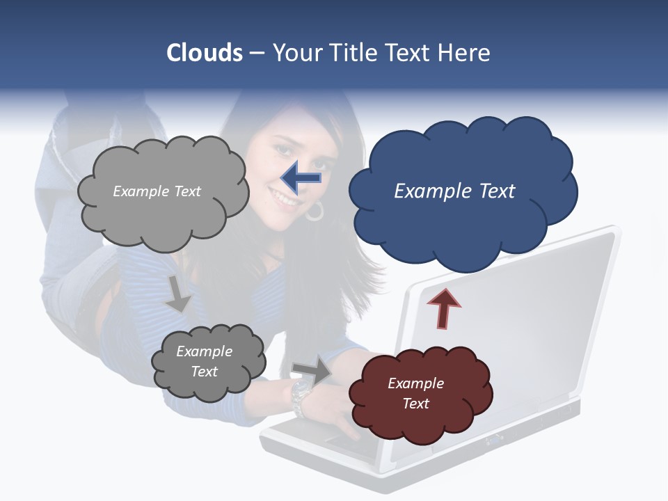 Casual Girl On A Laptop On The Floor PowerPoint Template