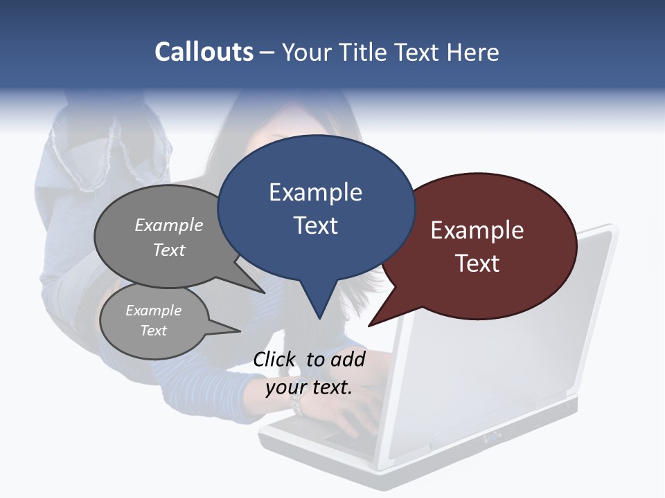 Casual Girl On A Laptop On The Floor PowerPoint Template