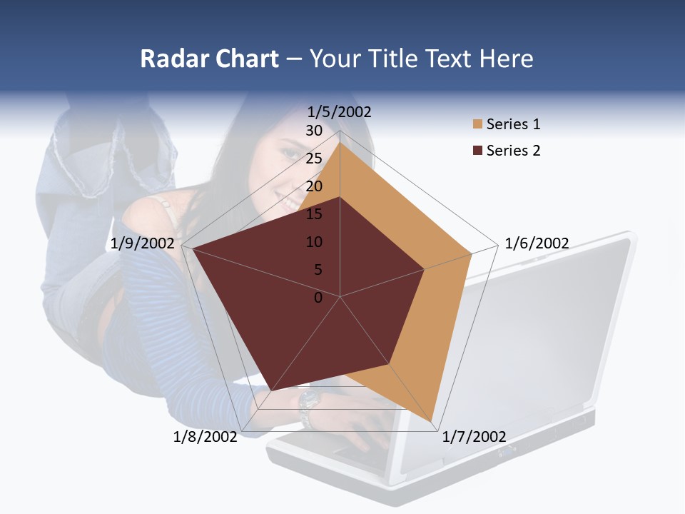 Casual Girl On A Laptop On The Floor PowerPoint Template