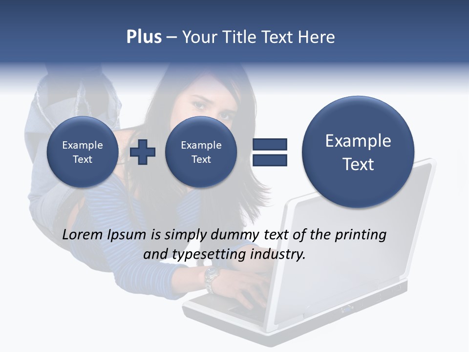 Casual Girl On A Laptop On The Floor PowerPoint Template