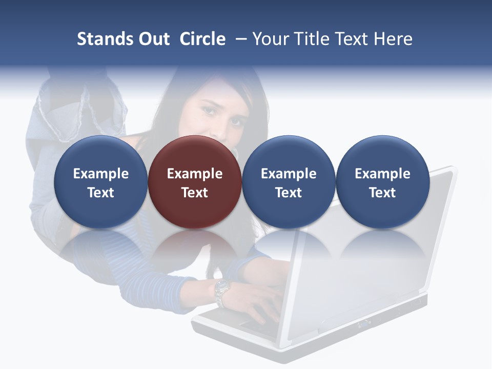 Casual Girl On A Laptop On The Floor PowerPoint Template