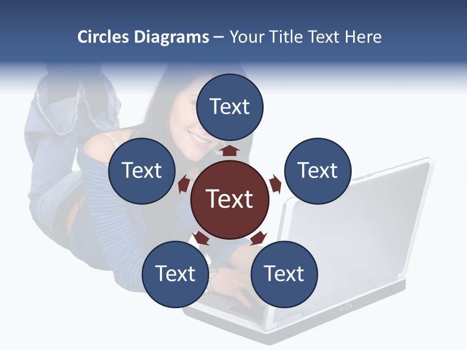 Casual Girl On A Laptop On The Floor PowerPoint Template