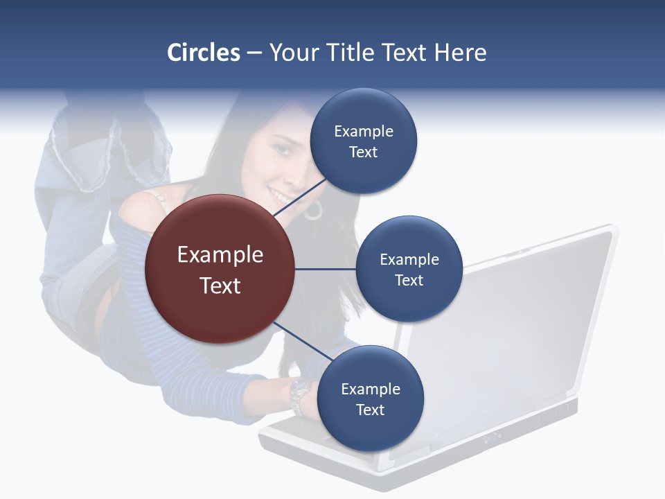 Casual Girl On A Laptop On The Floor PowerPoint Template