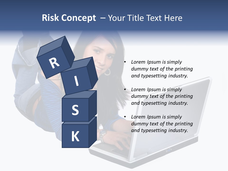 Casual Girl On A Laptop On The Floor PowerPoint Template