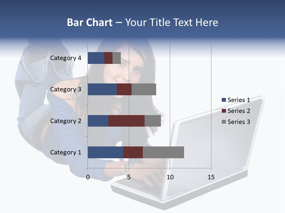 Casual Girl On A Laptop On The Floor PowerPoint Template